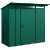 Hörmann - Metall-Gerätehaus Berry Modern mit Pultdach Typ 1, 248 x 153 cm moosgrün 3,8 m² 1-flüglige Tür