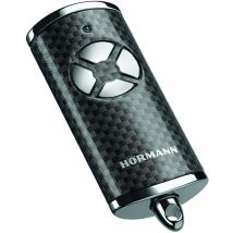 Hörmann Trasmettitore HSE 4 BS (frequenza 868 MHz, in Carbonio Lucido, azionamento per Porta del Garage con Tappi cromati, batterie Incluse,
