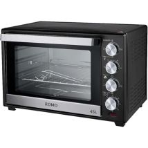 Romo - Horno Eléctrico Sobremesa Convención y Rustidor 45L. 2000W. Temperatura hasta 230oC, Temporizador con Apagado 60Min. Color negro