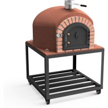 Movelar - Horno de Leña Exterior de Obra gran canária (Negro - 120 x 120 x 170 cm) – Horno de obra exterior grande, cocción al fuego, aislamiento