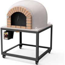 Movelar - Horno de Leña Exterior de Obra stromboli (Blanco - 100 x 100 x 157 cm) – Horno de jardín en hormigón, aislado con corcho y 3 mantas