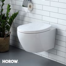 Wc suspendu en céramique avec abattant avec système d'abaissement automatique – Cuvette avec chasse d'eau Superspin monotrou – wc blanc avec