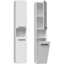 HORTI - Bathroom furniture with laundry basket - 31x30x174 cm - Bathroom storage column