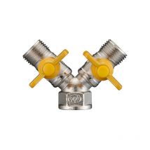 Hose fitting Gas valve Double brass hose diverter - 2 way exvDPyoC