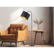 Defibrico - Stehleuchte Hostel Mit Flexgelenk Und Textil Lampenschirm In Schwarz/gold, 156cm