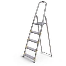 Hoström - Stehleiter Dura 5 Sprossen aus Aluminium, leicht und zusammenklappbar, Antirutschbeschichtung, Plattformhöhe 97cm, Höchstbelastung 150kg.