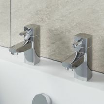 Architeckt - Bathroom Square Chrome Bath Taps Single Twin Lever Hot and Cold Bath Taps - Silver