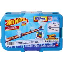 Hot Wheels - Glace Track Builder Coffret de Construction avec 1 Voiture et 10 éléments de Piste, boîte de Rangement modulable et empilable, HKX40