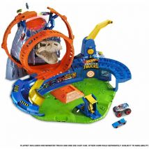 Hot Wheels Monster Trucks Arena Vulcano, Playset con luci e suoni, 2 lanciatori, 1 Monster Truck e 1 macchinina 3+ anni
