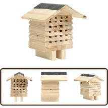 Hôtel d'abeilles Bois de sapin massif 22x20x20 cm - Maison à Abeilles - Hôtel à Abeilles - Abri à Abeilles - Nichoir à Abeilles - Abeille Solitaire