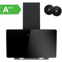 Hotte aspirante Firegas 60cm, Hotte aspirante à évacuation/circulation d'air avec led, Hotte inclinée avec efficacité a++