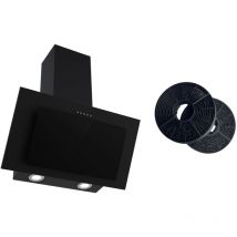 Hotte d'aspiration avec filtre à charbon 60 cm Set de recyclage d'air noir Hotte de tête à led ms