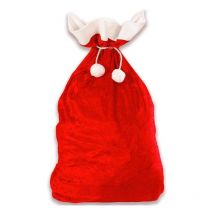 Hotte de Père Noël - 1 Grand Sac Cadeau de Noel Rouge en Velour Sacs Cadeaux Rouge et Blanc Deguisement pour la Fête de Noel (50 x 70cm)