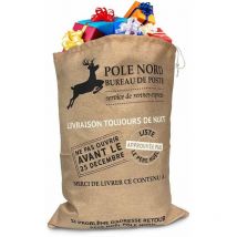 Hotte du Père Noël effet toile de jute beige - beige