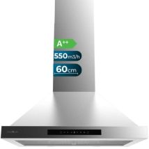Cecotec - Hotte pyramidale Bolero flux pt 605500 inox a++ de 60cm de large, finition inox, aspiration 550m3/h, moteur 70w, classe a++, control touch,