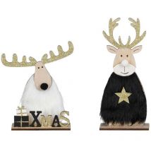 Dekoration Hirsch schwarz/weiß 5 x 15 x 18 cm Figur - House Of Seasons
