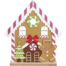 House Of Seasons Pfefferkuchenhaus Polyester 33,5 X 30 X 6 Cm Braun-rot Figur