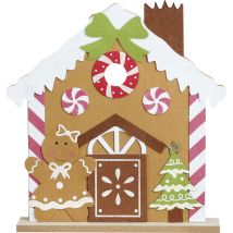 House Of Seasons Pfefferkuchenhaus Polyester 41 X 37 X 6 Cm Braun-rot Figur
