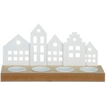 Teelichthalter Haus weiß 25 x 8 x 13 cm Teelichthalter - House Of Seasons