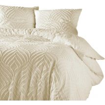 Housse couette + 2 taies 220 x 240 cm Tufte ivoire