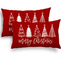 Housse Coussin Noel 30x50 Lot de 2 Housse Coussin 30x50 père Noël Wapiti Coton et Lin Décoratif Taie d'oreiller pour Decoration Noel 30 x 50 cm