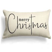 Housse Coussin Noel 30x50 Lot de 2 Housse Coussin 30x50 père Noël Wapiti Coton et Lin Décoratif Taie d'oreiller pour Decoration Noel 30 x 50 cm
