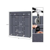 L&h-cfcahl - Armoire et penderie Armoire à vêtements portative de 69 po en tissu non tissé garde-robe à double tringle organisateur de rangement gris