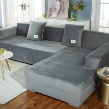 Housse de Canapé d'angle avec Accoudoirs Housse de Canapé Canapé de Protection Extensible en Forme de l (Canapé d'angle en Forme de l, Veuillez