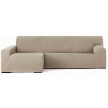 Toscohome - Housse de canapé élastique 250/310 cm péninsule gauche beige accoudoir long - Troya