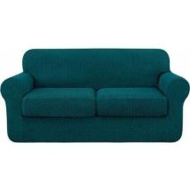 Housse De Canapé Élastique Extensible Épais Doux Fit Cyan 2 Place 145-185cm Bleu