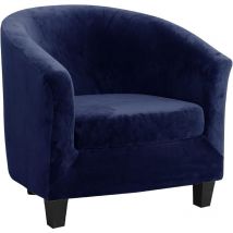 Housse de canapé ensemble deux pièces housse de canapé et housse de coussin en velours renard argenté, bleu marine Housse de canapé