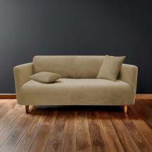 Housse De Canapé Extensible En Polyester Gaufré Coloris Beige