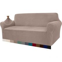 Housse de canapé Moderne en Tissu Jacquard élastique pour Le Salon Protection pour Chiens et Animaux domestiques (3 Places, Sable)