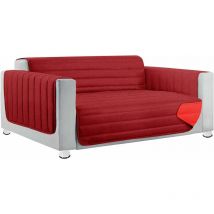 Emmevi Mv S.p.a. - Housse de Canapé Rembourré Double Face Matelassé Couverture de Sofa Doux Élégant Bordeaux - 3 Places