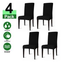 Housse de chaise 4 pièces extensible pour Salle à Manger décor facile à nettoyer et durable Noir