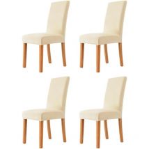 Housse de Chaise 4 pièces in Velours Extensible,Housse Chaise Salle à Manger Universel Cuisine Salon Extrêmement Doux Confortable(Beige)