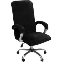 Housse de Chaise de Bureau avec Accoudoir Peluche Velours Couleur Unie,Housse pour Chaise Tissu élastique Amovible et Résistante pour Fauteuil de