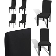 Housse de chaise droite extensible 4 pcs noir - housse de chaise - housses de chaise - Home & Living - Noir