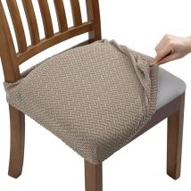 Housse de Chaise Extensible en Jacquard Housse Assise Chaise pour Salle à Manger, Amovibles et Lavables (avec Sangles de Dossier)