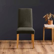 Housse De Chaise Extensible En Polyester Gaufré Coloris Gris