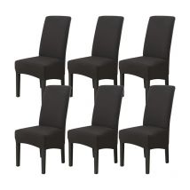 Housse de Chaise de Salle à Manger 6 Pièces Noir, Housse de Chaise Extensible Lot de 6, Couverture de Chaise Grande Universelle Lavables, Facile à