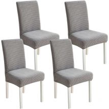 Linghhang - Housse de Chaise,Lot de 4 Housses de Chaise Extensibles Universelle,Housse de chaise épaisse et élastique, résistante aux taches, grise