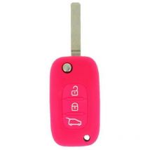 Housse de Cle en Silicone 3 boutons rose pour renault