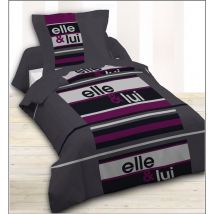 Housse de couette 1 place 140 x 200 cm coton 42 Fils - Elle Et lui