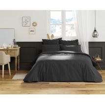 Housse de couette 100% coton luxe 57 fils 260 x 240 cm Agathe Anthracite