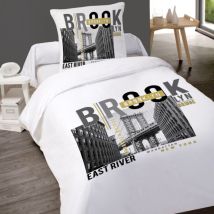 Housse de couette 140x200 brooklyn + 1 taie coton
