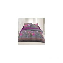 Housse de couette 2 places 220 x 240 cm coton 42 Fils - Fleurs d'asie