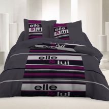 Housse de couette 2 places coton 220 x 240 cm- Elle Lui