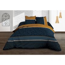 Housse de couette 220x240 + 2 taies - Pur coton 57 fils - Alix