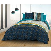 Housse de couette 220x240 + 2 taies - Pur coton 57 fils - Biarritz